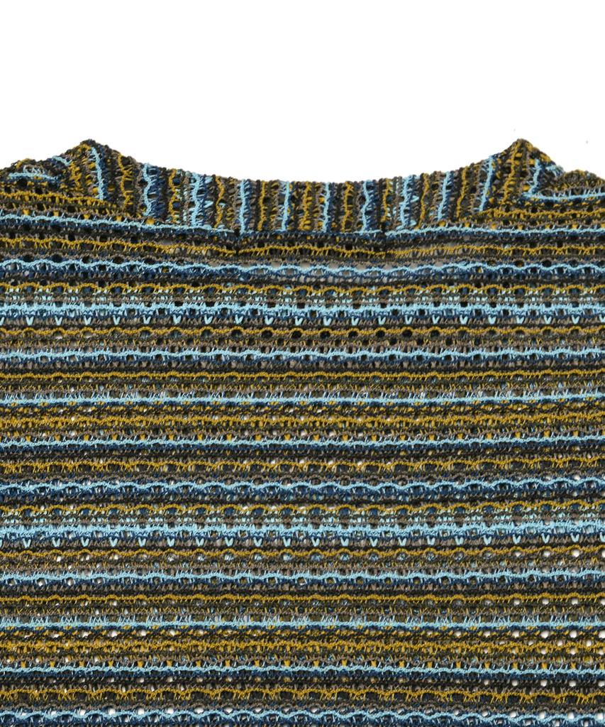 C WEAR BY THE GENIUS See-Through Craft Knit Pullover Khaki