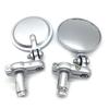 Aluminum Retro Folding Handlebar Mirror Motorcycle - Black Chrome Round Pair H-001-B