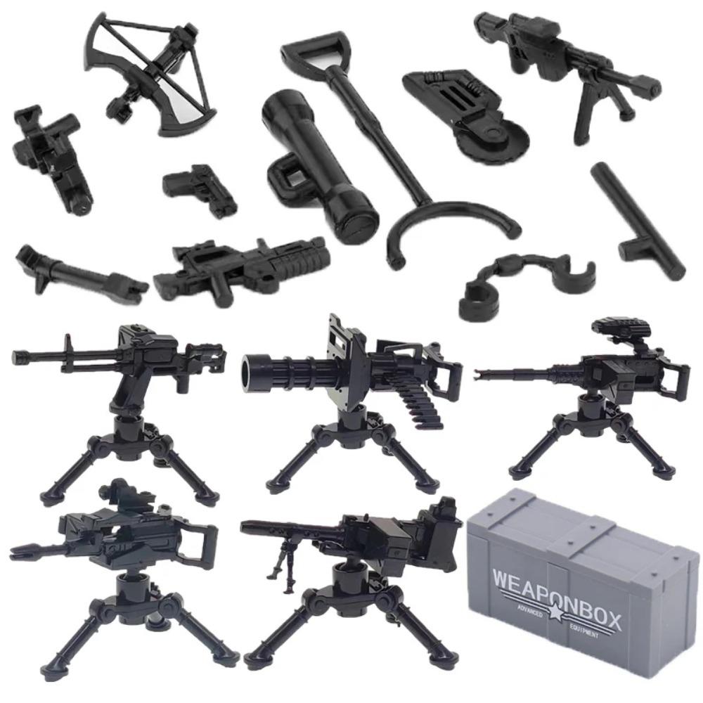WWII Building Blocks Military Weapons Police Soldier Figure Accessories Model Brick Gun Cannon Launcher Bunker Outpost Toy X017