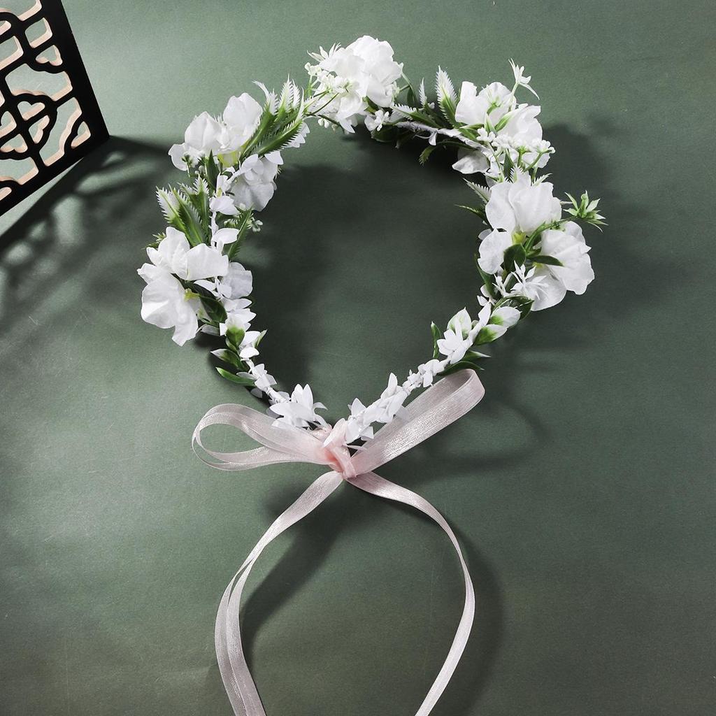 Floral Fabric Wreath Headband for Bridal & Beach Photography