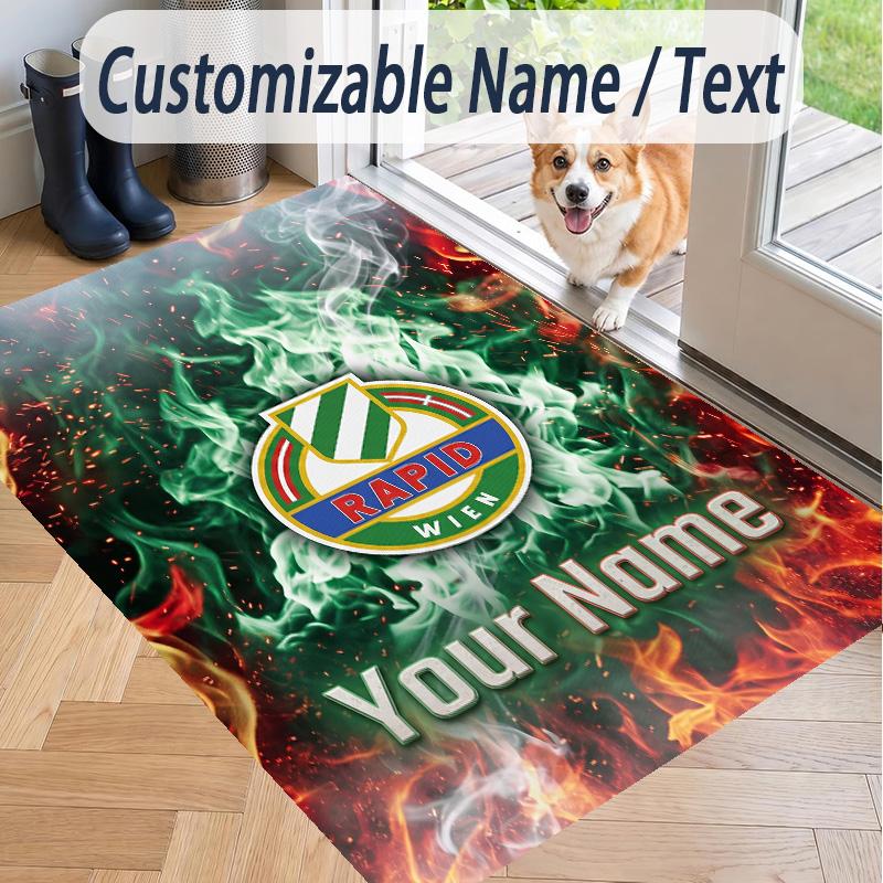 Custom Text Printed Rug Rapid Wien FC Non Slip Floor Carpet For Home Room Decor