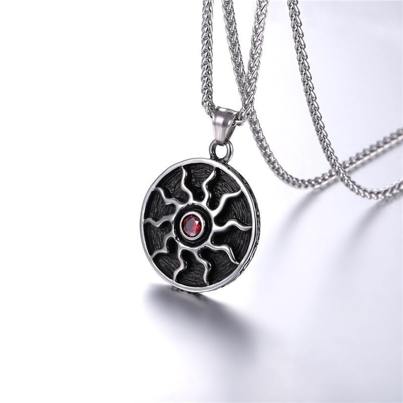 European and American New Stainless Steel Sun Blackened Necklace Pendant Style