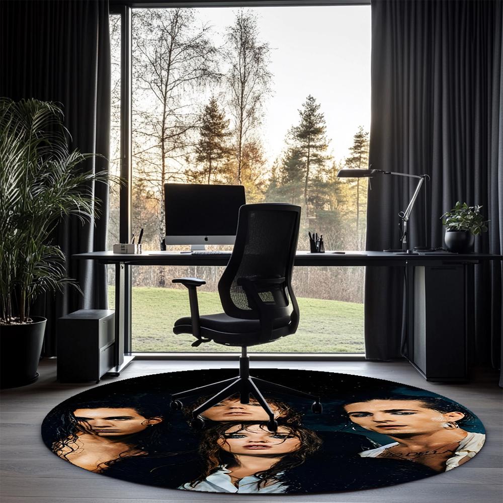 Maneskin Printed Round Rug Carpet Chair Rug Area Rug Entryway Doormats,for Office Chair Living Room Bedroom Kitchen Room.