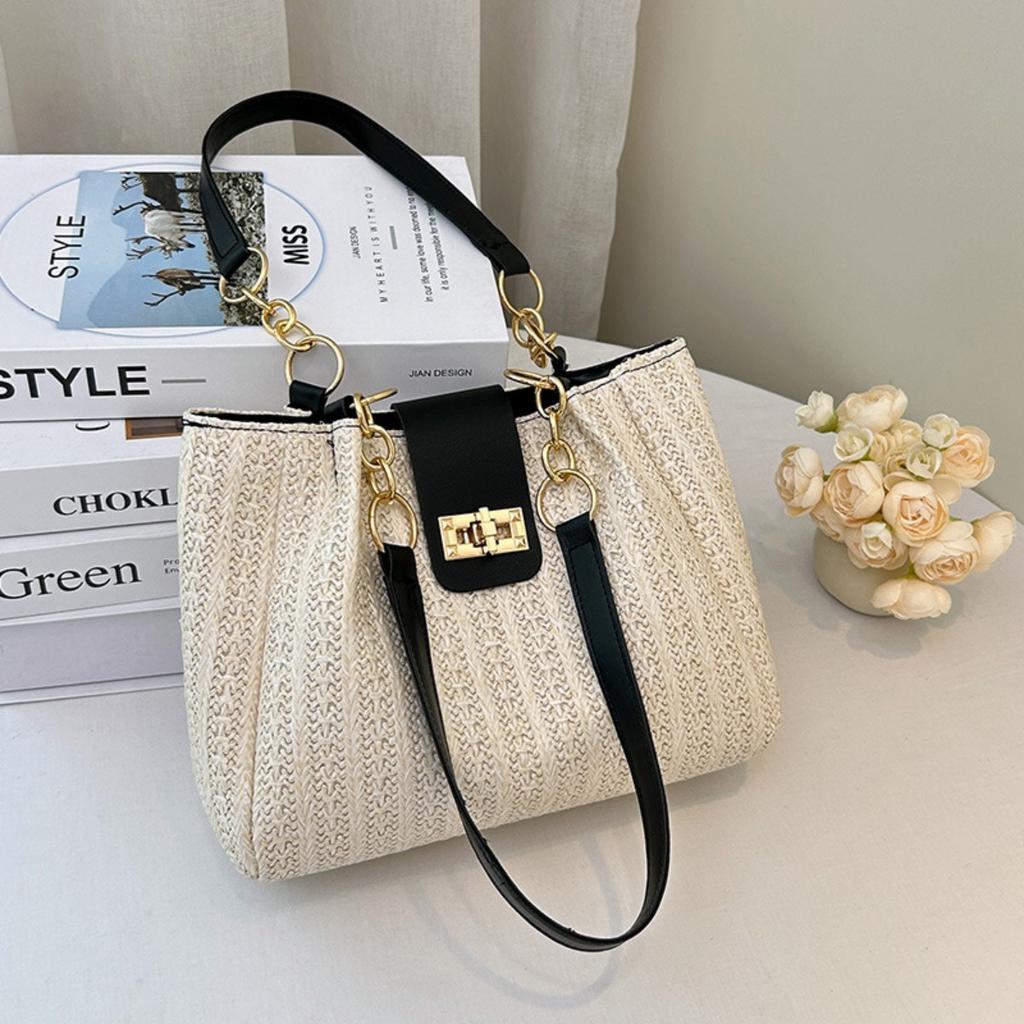 Large Capacity, Bag, Women's Bag, Woven, Swivel Lock Design, Shoulder Bag, Armpit Bag, Casual Bag