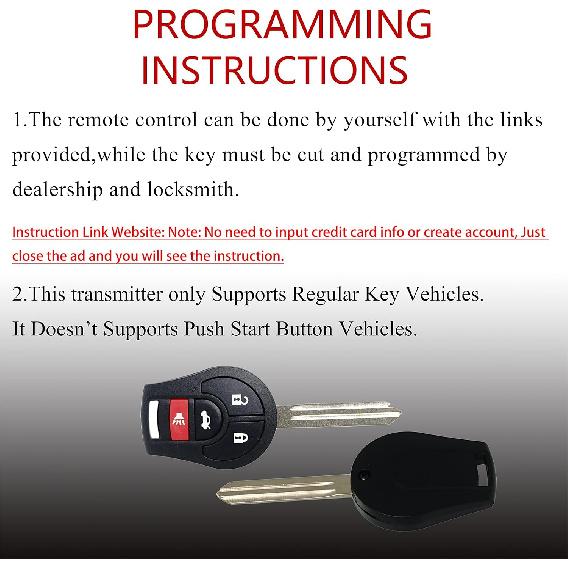 MechanMagic Key Fob Remote Replacement Fits for Nissan Sentra 2013-/Rogue 2008-2015/Versa 2007-2015/Armada/Maxima/Murano/Infiniti FX35 FX45