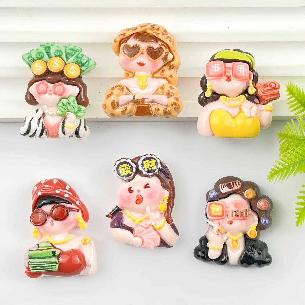 DIY Resin Accessories: Cartoon Rich Woman Theme for Hair Clips, Ties, Phone Cases, Packaging & Decoration