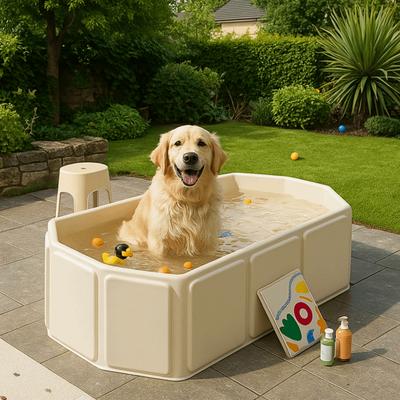 Large Capacity Portable Folding Bathtub Multifunctional Space Saving Pet Swimming Pool with Drainage Holes PVC Dog Bathing Tub