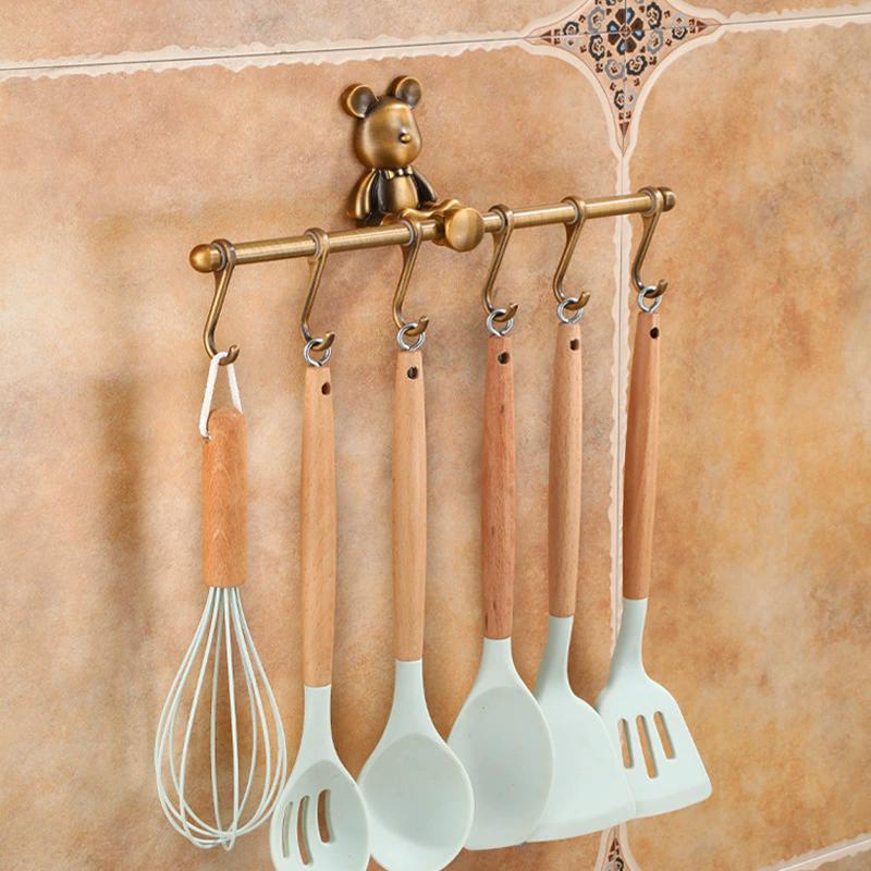 Tuqiu Kitchen Row Hooks Robe Hook Clothes Hook Antique Bronze Towel Hanger Aluminum Bathroom Hardware Bathroom Accessories