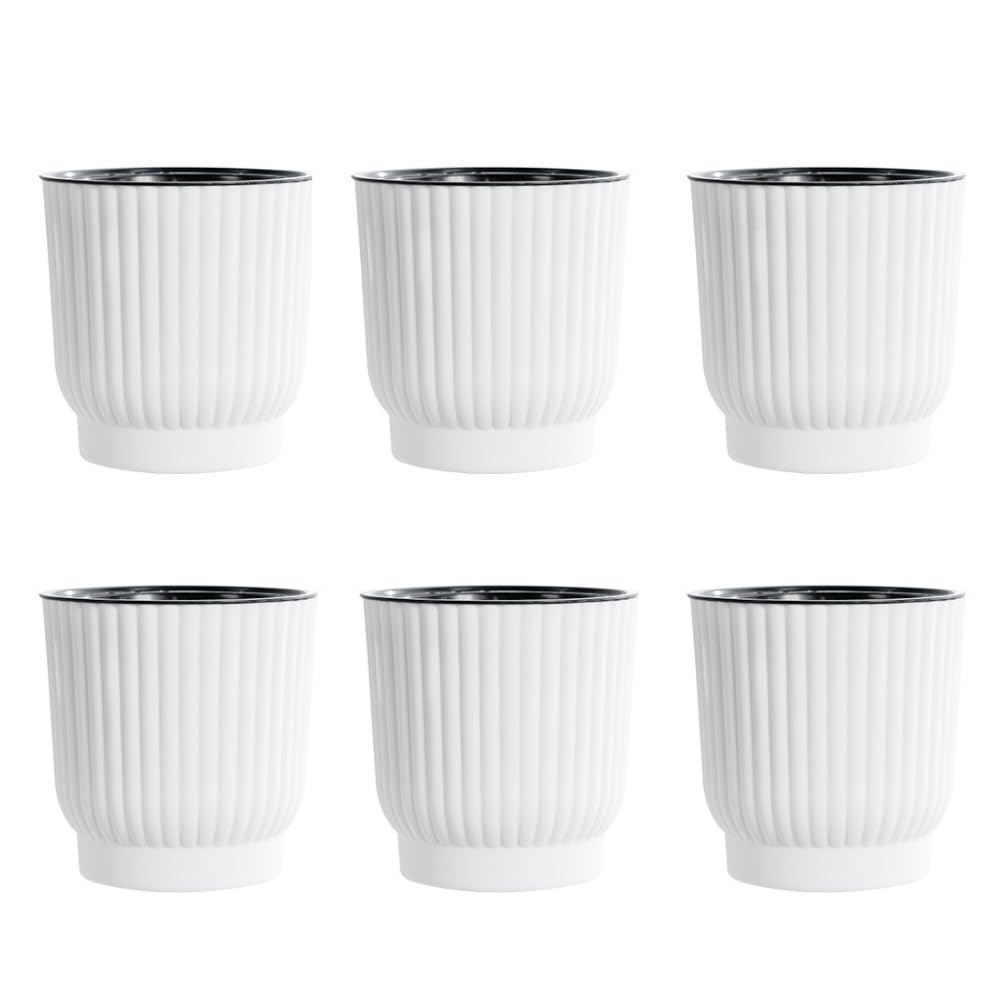 

ideamall Plastic Plant Pots, White, Set of 6 (Medium)