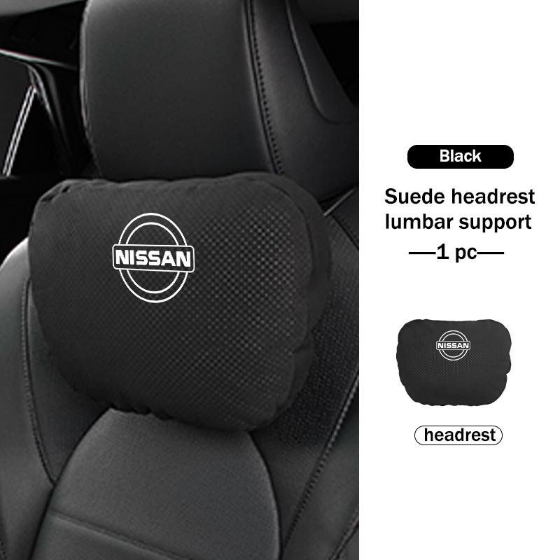 Car Seat Headrest Neck Support Lumbar Pillow Suede Decoration For Nissan Navara Almera Sentra Rogue Pathfinder Sylphy Leaf
