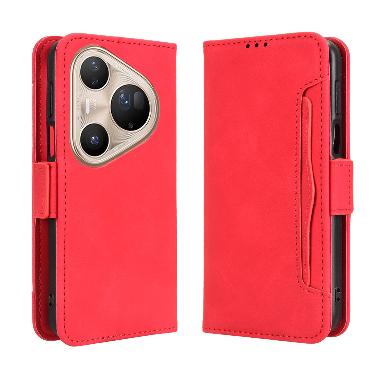 

Кожаный чехол-кошелек для телефона Huawei Pura 80 Ultra с несколькими слотами для карт Red