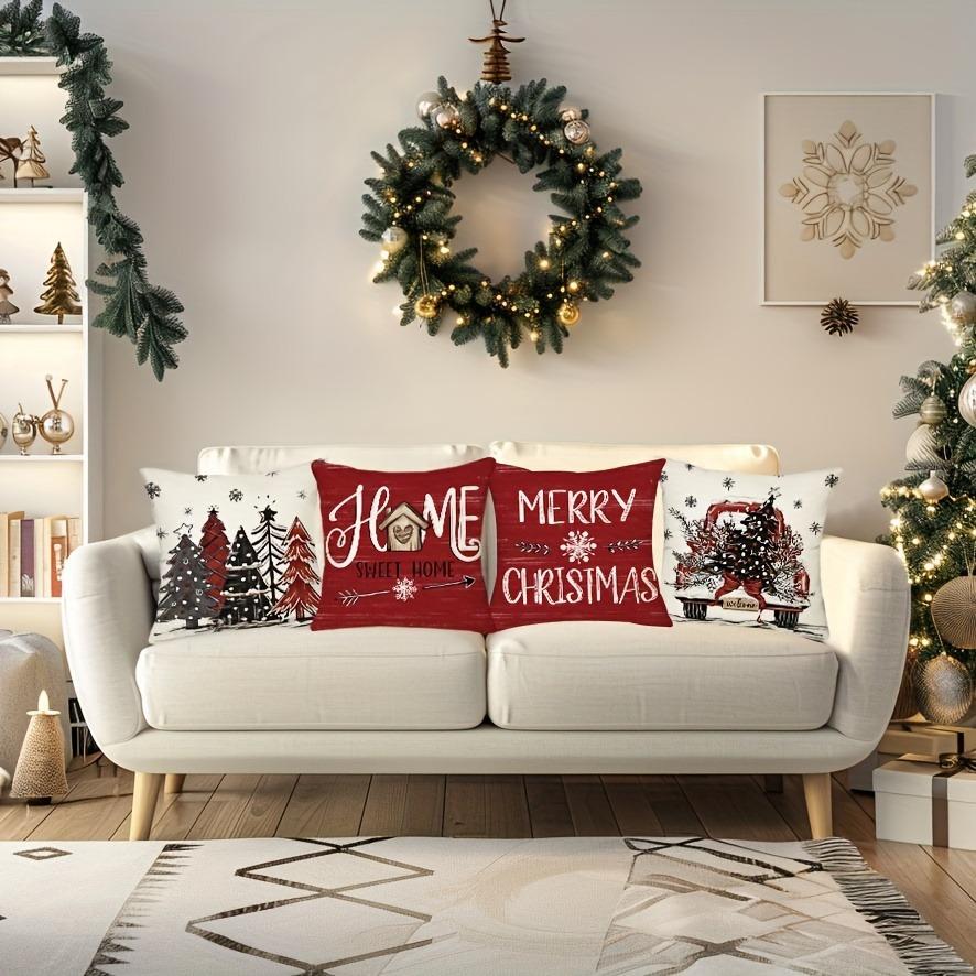 Christmas Themed Pillowcases: Festive Trees, Home Sweet Home, Merry Christmas, and Christmas Truck Designs New Year Decoration