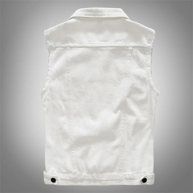 Slim Personality Trendy Men's White Denim Vest Denim Vest Top
