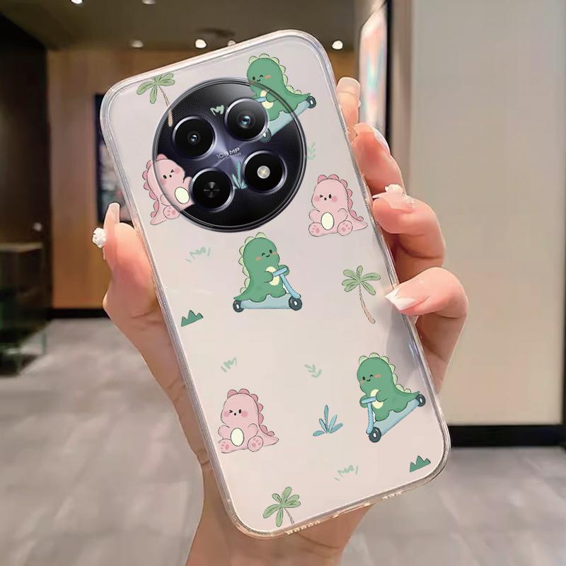 For Realme 12 4G 12+ 13+ Plus 13 Pro+ Plus 5G Case Fashion Flowers Painted Clear Silicone Phone Cover Fundas Funny Cat Couple