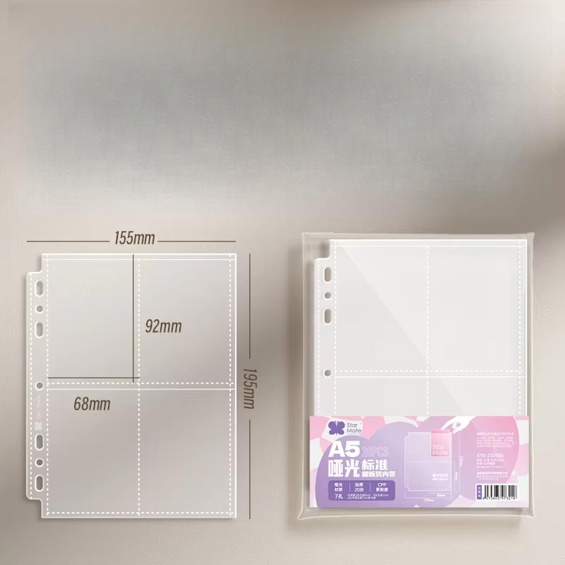 Excellent Quality StarMate 10pcs Clear Sheets Sleeve for A5/A4 Binder Acid Free-No CPP Loose-leaf Page 4/9grid Photocard Storage