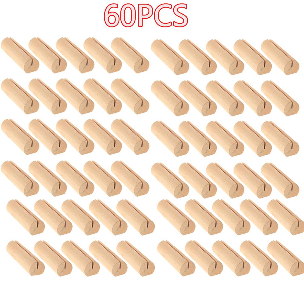 20/40/60/100PCS Wood Place Card Holders Wooden Table Number Stands Wedding Sign Rustic Message Name Display Stand Wedding