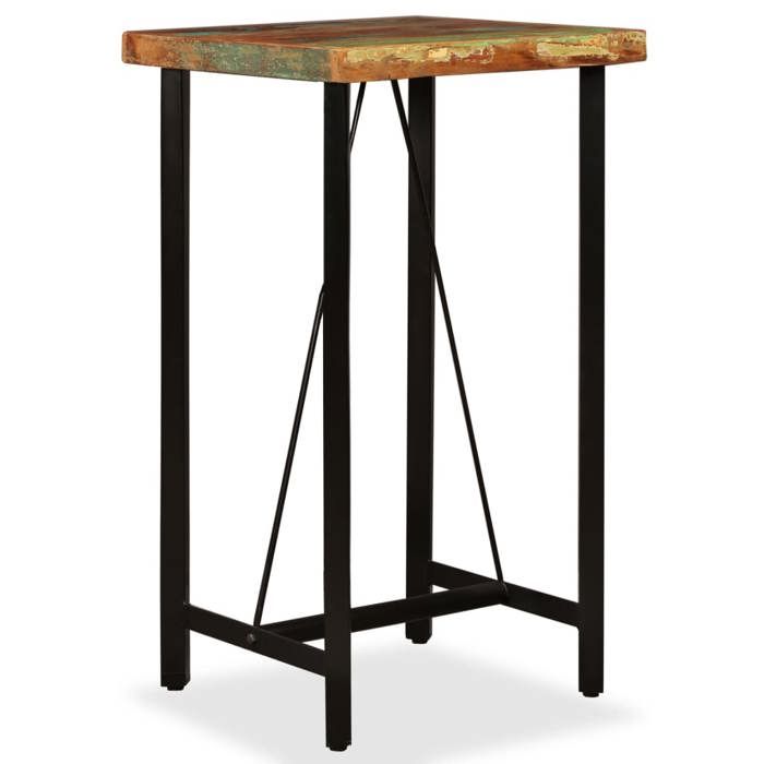 VidaXL Ensemble de Bar 3 pcs Bois Massif Recyclé et Cuir Véritable Tabourets 275139