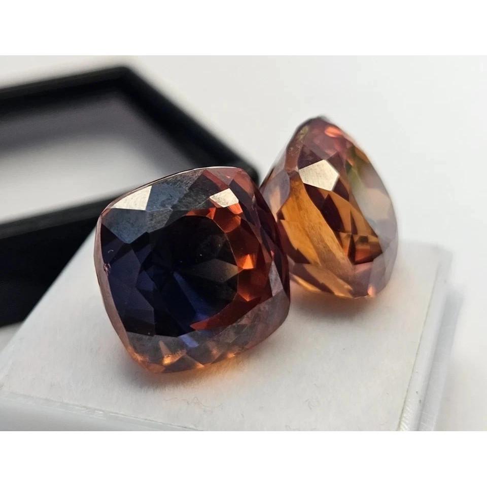 Cushion Cut Natural Pitambari Sapphire For Earring Making 45-47 Ct Pair