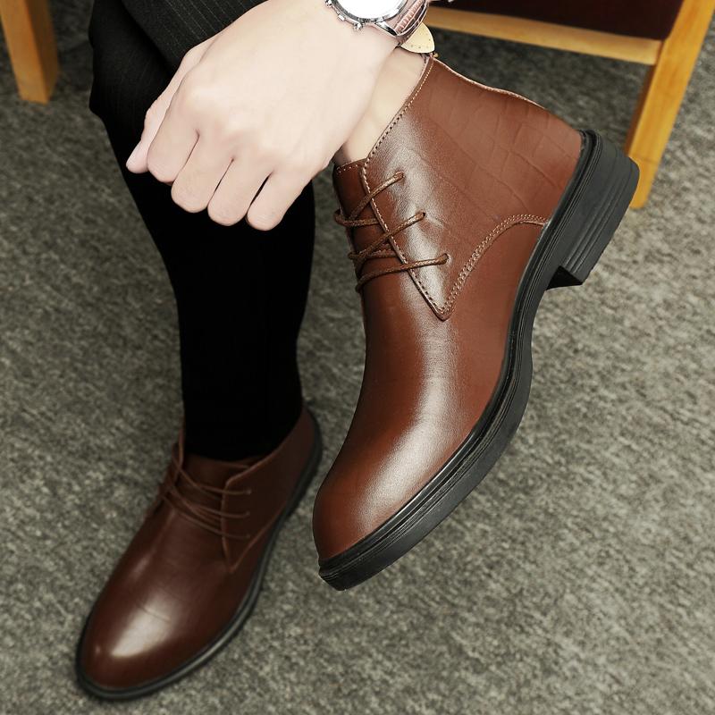 Men Boots Winter New Luxury Men Shoes Genuine Leather Casual shoes Fashion British Style High-top Chelsea Boots Business shoes
