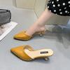 Fashion Job Sandals Slides Outside Heeled Shoes for Women Pointed Toe Off White Woman Slippers Mules Easy Wears Unique 39 Vip Original Y