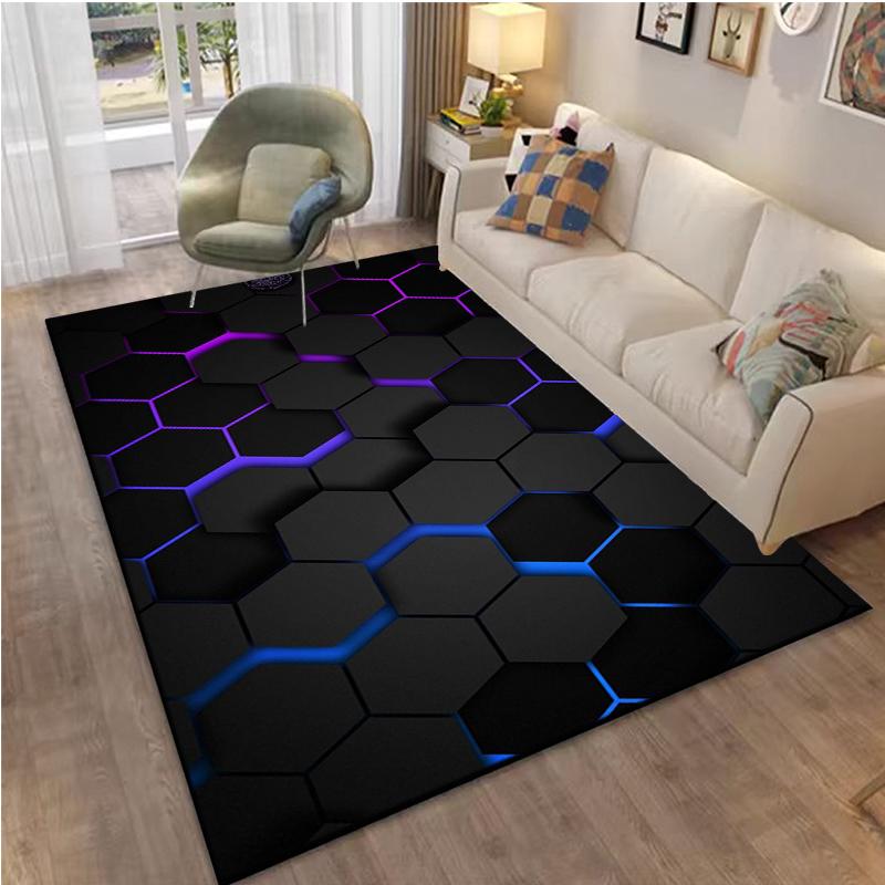 3D Abstract Mirror Geometric Illusion Area Rug Carpet for Home for Living Room Bedroom Sofa Decor Kids Play Non-slip Floor Mat