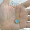 Four-leaf Clover Necklace with Carnelian Agate Natural White Shell Pendant and Clavicle Chain
