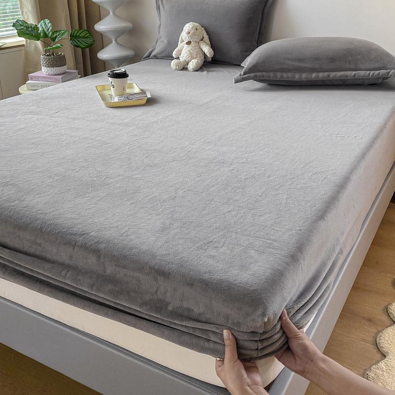 Winter Plush Elastic Fitted Sheet Couple Double Bedspread on The Bed Linen Mattress Pad Cover 90 150 180x200 Warm No Pillowcase