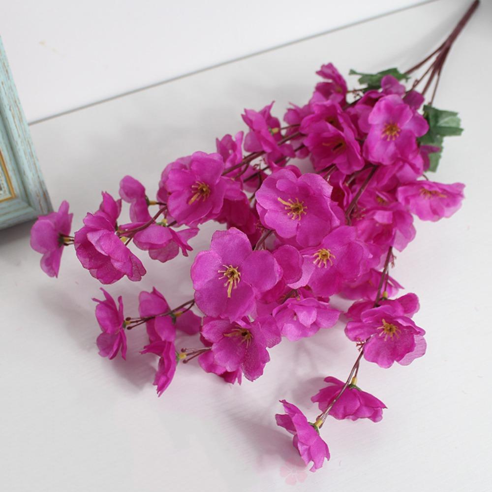 

7 Branches Lifelike Peach Blossom 55cm Fake Plum Flowers Party Decor Supplies темно-фіолетовий колір