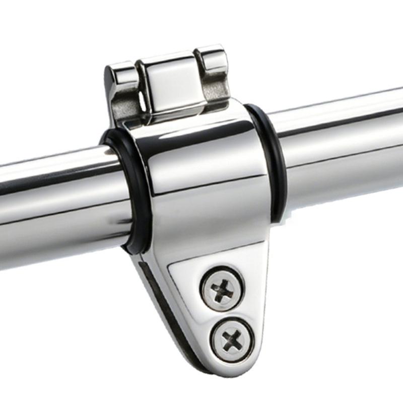 Marine Hardware Clamp for Boat Bimini Top Support, Stainless Steel Screw Lock Fitting with Protective Liner Sleeve