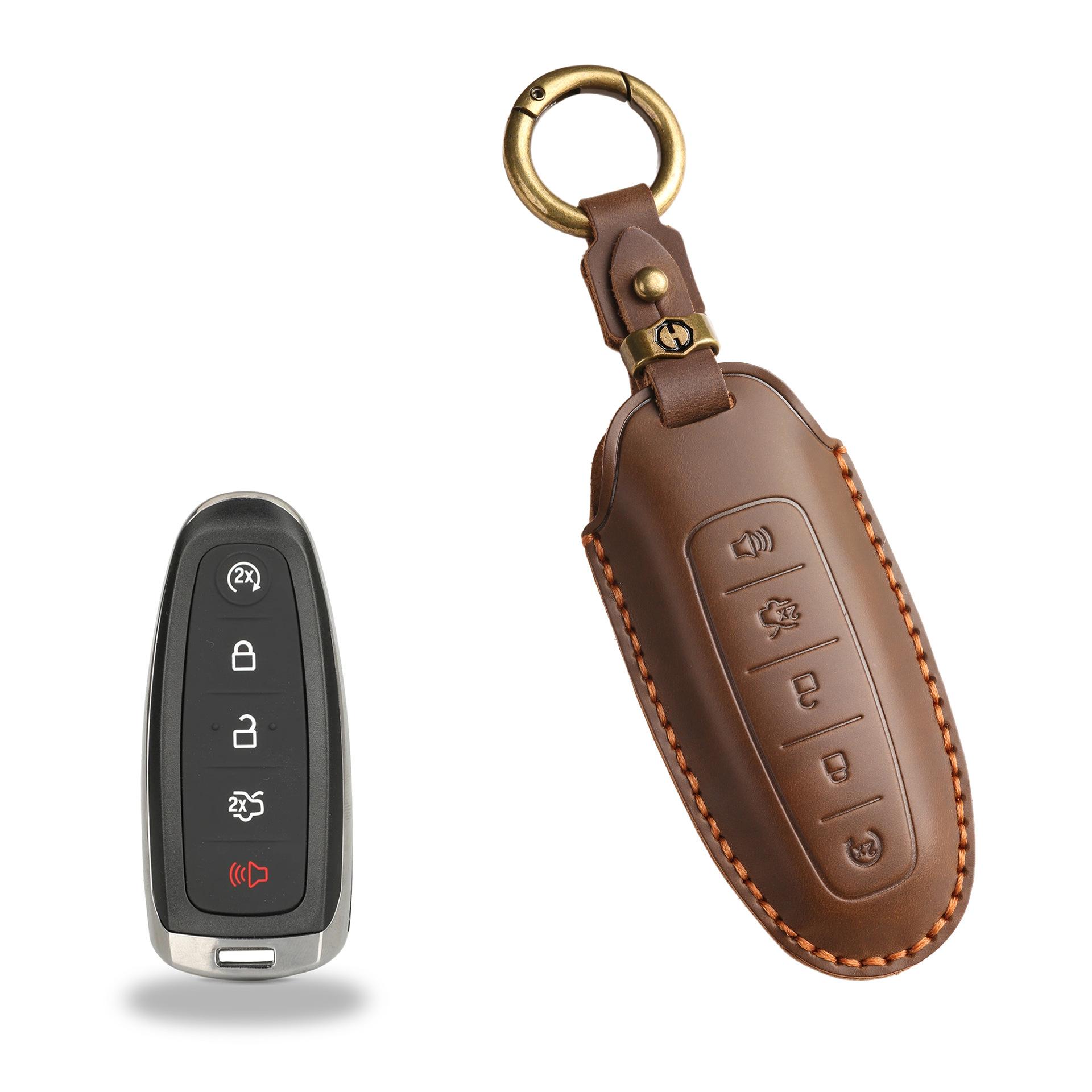 

Retro Key Cover For Lincoln Aviator Navigator Genuine Leather Car Keychain коричневый