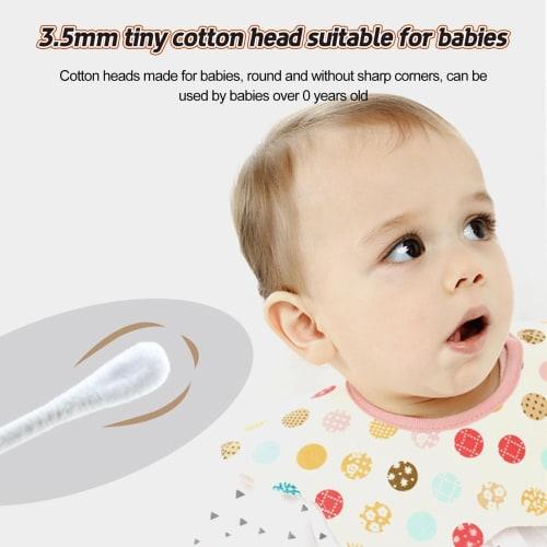 Baby Safety Cotton Swabs, Cotton Buds for Babies | Double-Ended Swabs with Storage Case | Wooden Sticks, Cleaning Tool for Hygiene and Beauty Care