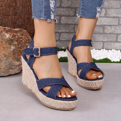 Dámské letní espadrilky na klínku, dámské sandály, letní novinka, dámská pohodlná ležérní obuv, párty sandály, obuv