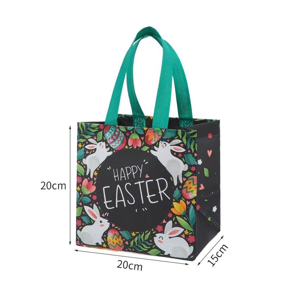 1PC Easter Gift Bag with Handle Protable Non-Woven Fabric Rabbit Egg Bunny Cute Candy Cookie Bag for Shopping Easter Party Decor