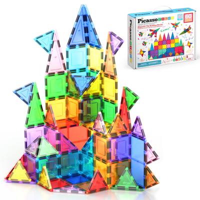 PicassoTiles 60dílná sada 60ks magnetických stavebních dílců Čiré magnetické 3D stavební bloky Stavební hrací deska Nepředstavitelná konvenční -