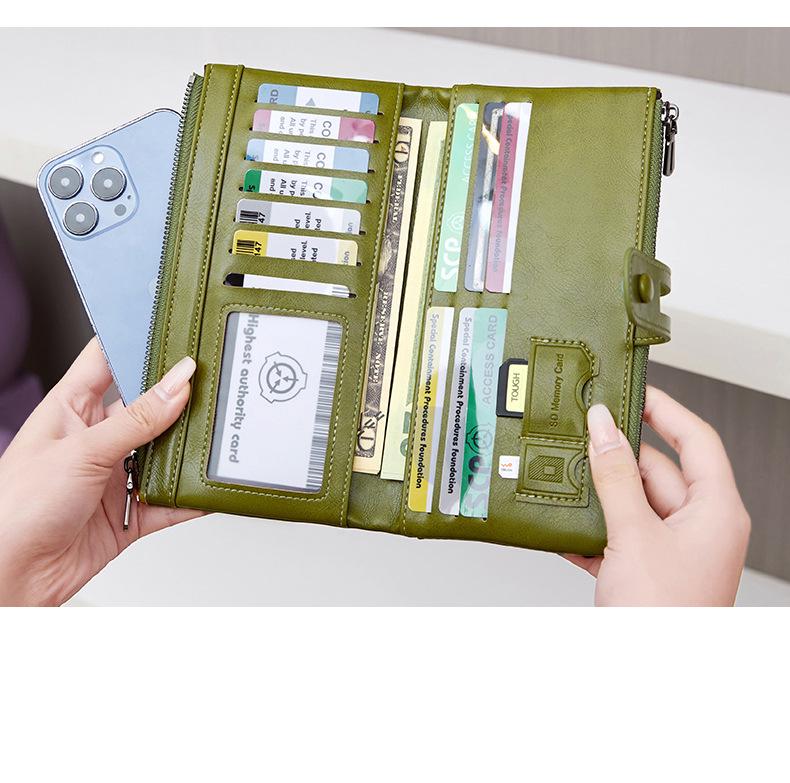 Women's RFID Retro Long Wallet: Large Capacity, Multi-Card Slot & Snap Button Closure Coin Purse