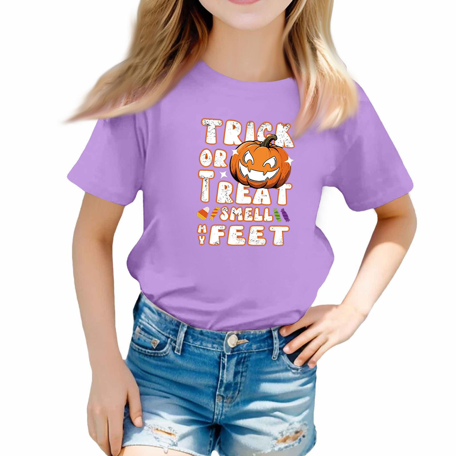 

Футболки для малышей на Хэллоуин, детские топы для мальчиков и девочек с принтом, футболки с коротким рукавом 130