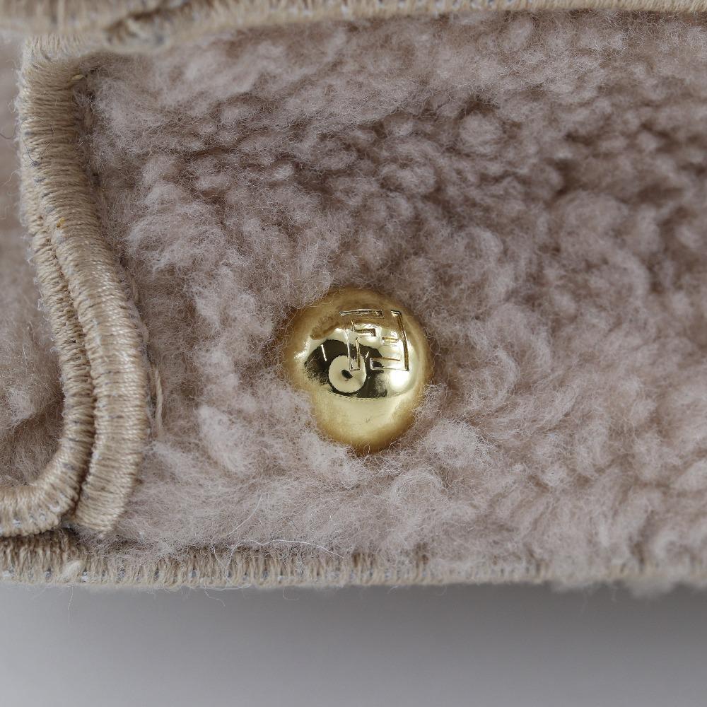 FENDI Peekaboo Handbag 2WAYShoulder pink beige Mouton Women Used