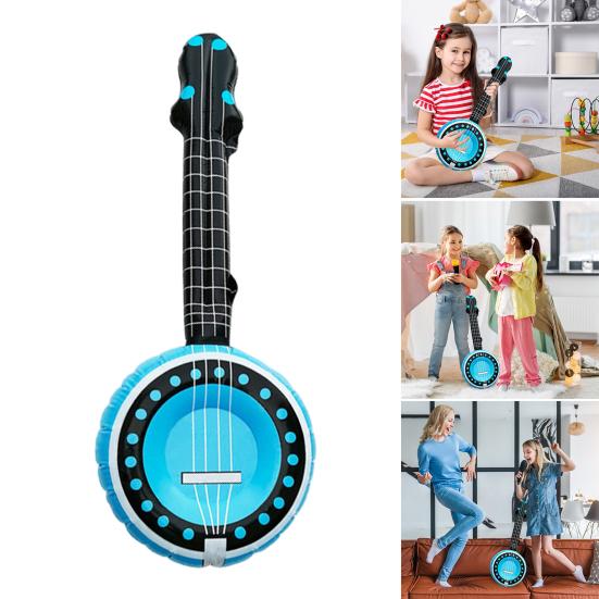 Inflatable Balloon Banjo Instrument Portable Inflatable Toys PVC Stage Prop for Hawaiian Party Beach