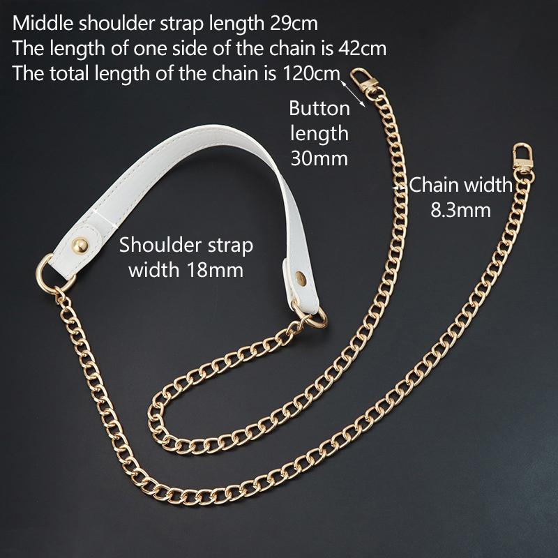 120Cm Replacement Shoulder Strap Crossbody Bag Belt  Pu Leather Handle With Metal Chains Bag Replacement Accessories