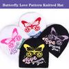 2000s Butterfly Pattern Knitted Hat Streetwear Design Breathable Acrylic Fibre Hat For Outdoor Music Festival Daily Use