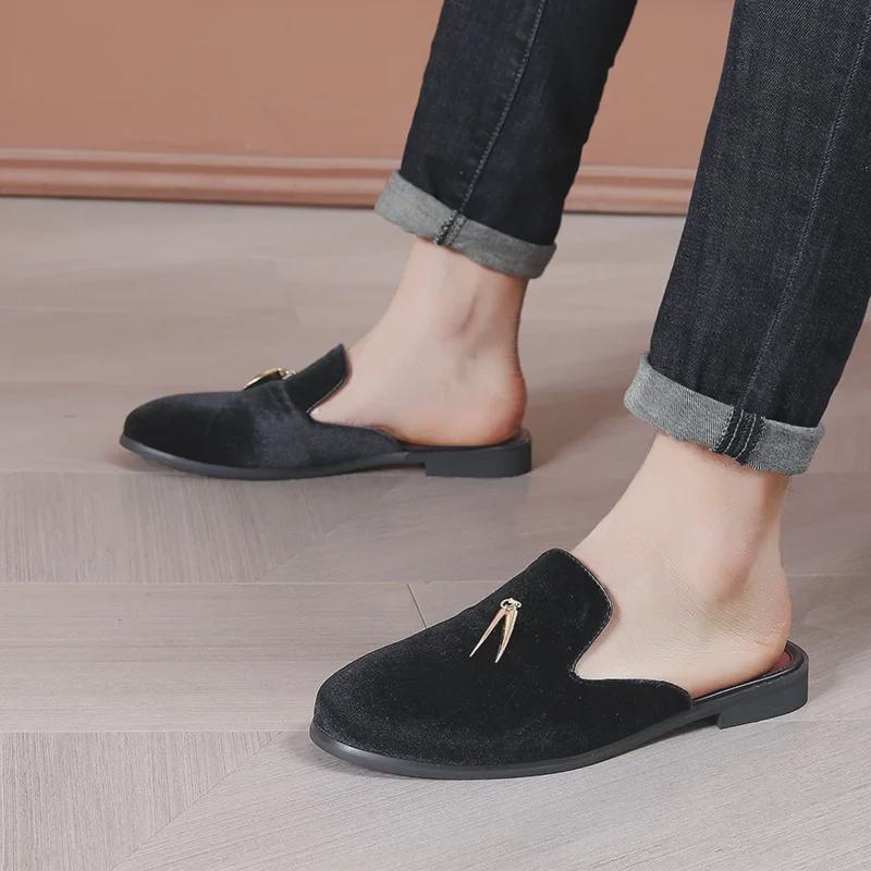 European and American Men's Casual Baotou Slippers: Half-Slip Lazy Sandals, Large-Size Men's Shoes