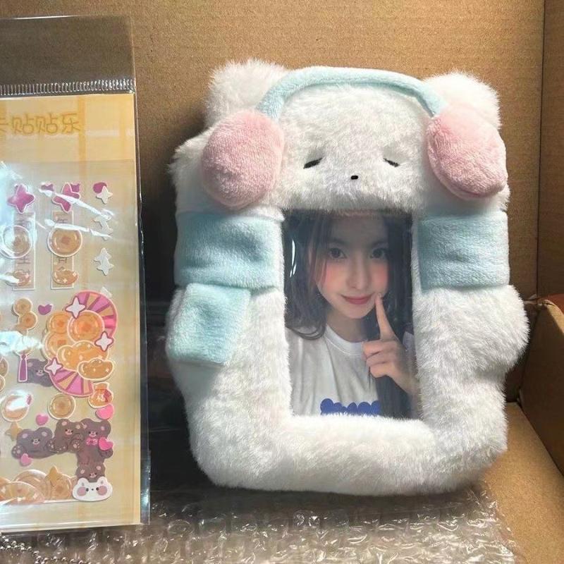 Cartoon Card Holder Keychain Cute Idol Photocard Display Pendant Kpop Photo Card Sleeve Protective Case Kawaii Card Cover