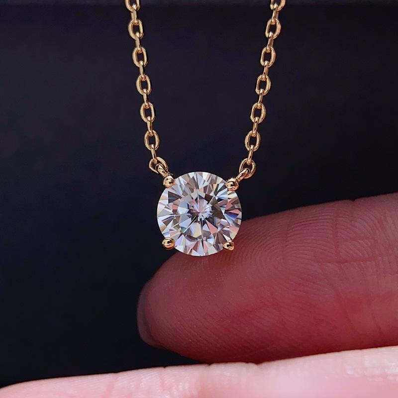 1-3CT Moissanite Diamond Pendant Women's Necklace Original 925 Sterling Silver Jewelry Gold Lady Necklace Chain