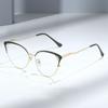 New Anti-blue Glasses Fashionable Hollow Two-color Cat Eye Women's Glasses Frame Metal Can Be Matched with Myopia Glasses Frame Men
