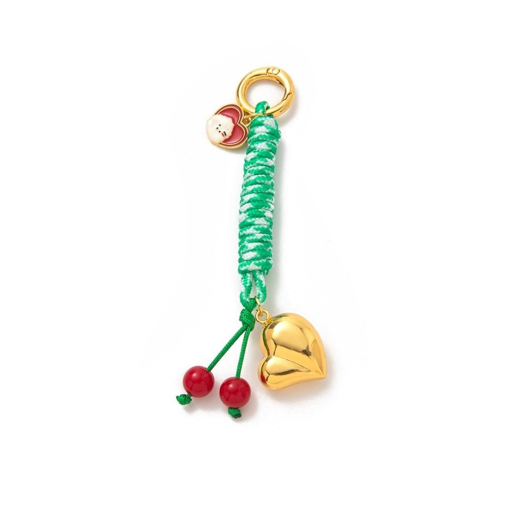 Cute Bag Accessories Pendant Korean Style Colorful Rope Keychain Love Cherry Pendant  Car Keyring