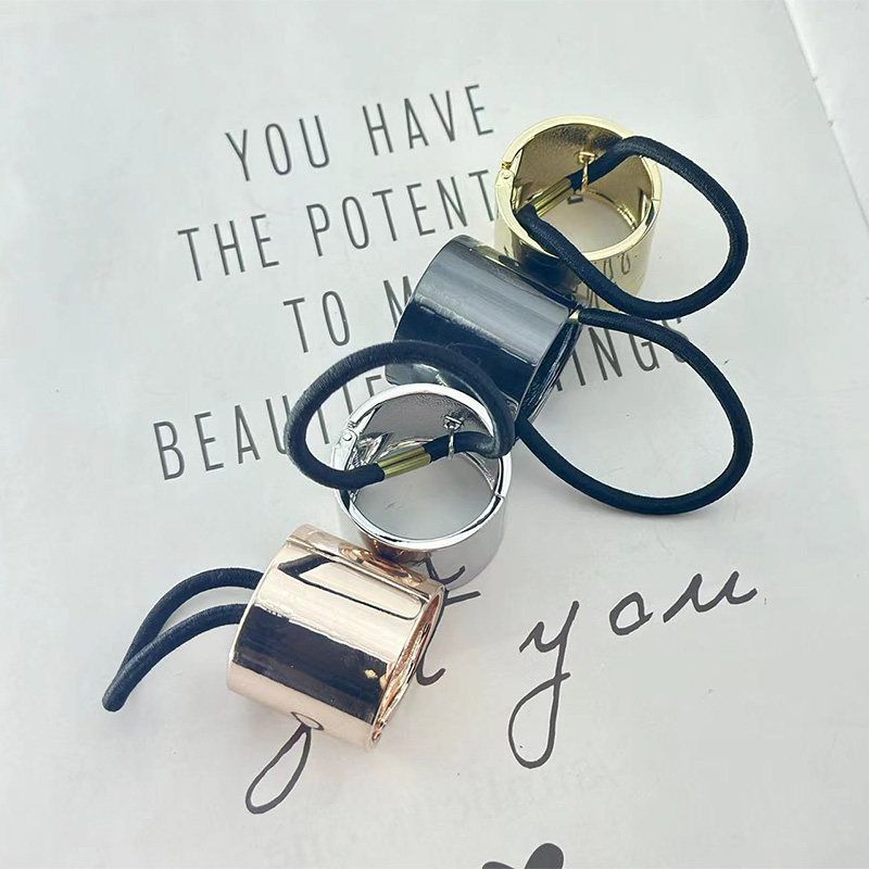 Minimalist Cylindrical Alloy Hair Rope Hair Rope Hair Ring Hair Accessories Head Accessories High Horse Tail Buckle Rubber Band Female Metal Hair Clip