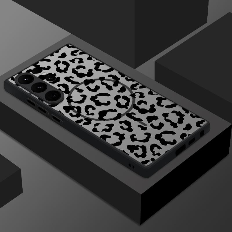 Magnetic Luxury Leopard Print Case For Samsung Galaxy S25 S24 S23 Ultra S22 Plus S21 S20 S24 FE For Magsafe Matte PC Phone Cover