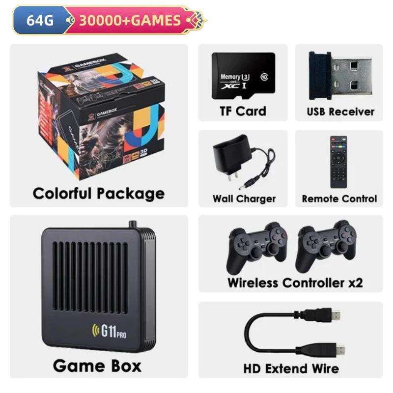 G11 Pro Spielebox Videospielkonsole 256 GB Eingebaut 60.000+ Retro-Spiele 2,4 GHz Kabelloses Gamepad 4 Stück 4K HD TV-Spiele-Stick Für PS1/GBA