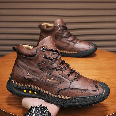 2025 New of Men's Boots for Autumn and Winter, Large-sized Retro Men's Leather Boots, Hand-sewn Outdoor Casual Ankle Boots