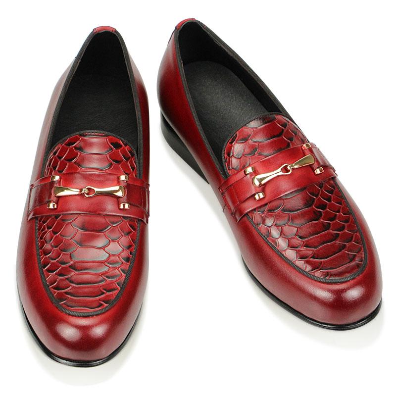 

Модные Удобные Мужские Лоферы Натуральная Кожа Мужская Обувь Принт Змеиный Узор Удобная Повседневная Офисная Носка Красный Цвет Модная Обувь 46 красный
